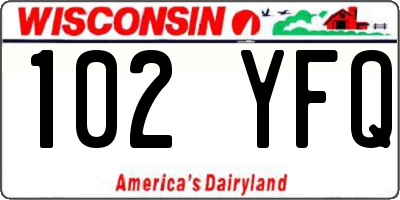 WI license plate 102YFQ