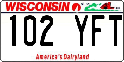 WI license plate 102YFT