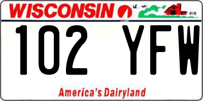 WI license plate 102YFW