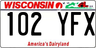 WI license plate 102YFX