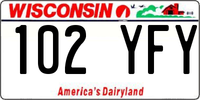 WI license plate 102YFY