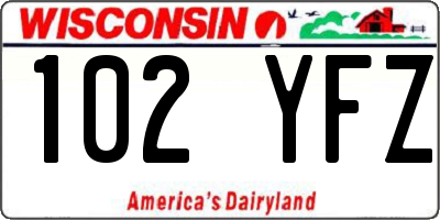 WI license plate 102YFZ