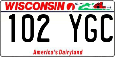 WI license plate 102YGC