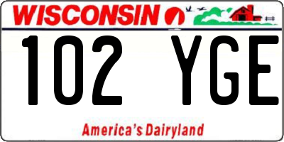 WI license plate 102YGE