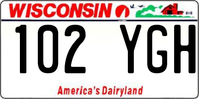 WI license plate 102YGH