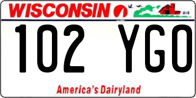 WI license plate 102YGO