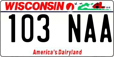 WI license plate 103NAA