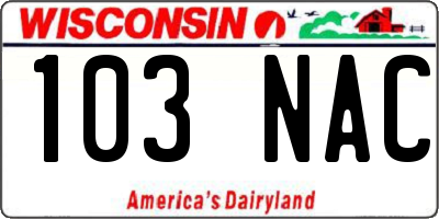 WI license plate 103NAC