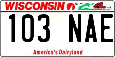 WI license plate 103NAE