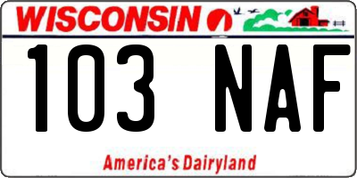 WI license plate 103NAF