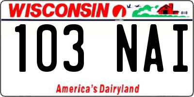 WI license plate 103NAI
