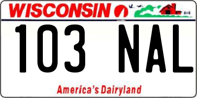 WI license plate 103NAL