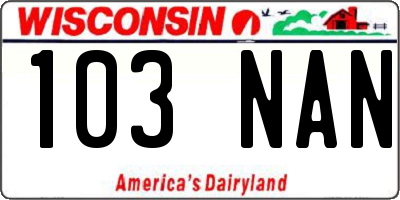 WI license plate 103NAN