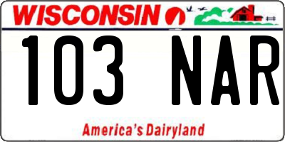 WI license plate 103NAR