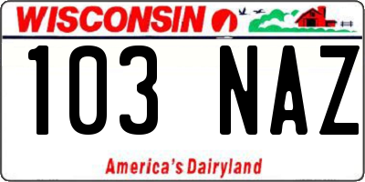 WI license plate 103NAZ