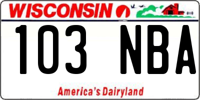 WI license plate 103NBA