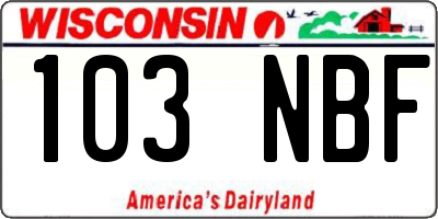 WI license plate 103NBF