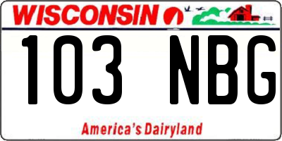 WI license plate 103NBG