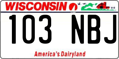 WI license plate 103NBJ