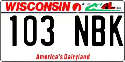 WI license plate 103NBK