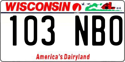 WI license plate 103NBO