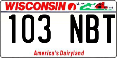 WI license plate 103NBT