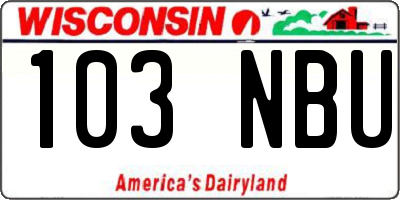 WI license plate 103NBU