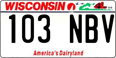 WI license plate 103NBV