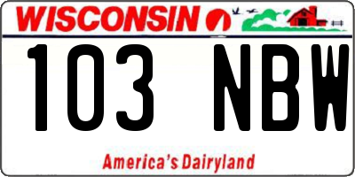 WI license plate 103NBW
