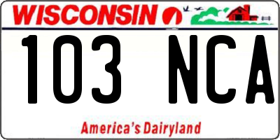 WI license plate 103NCA