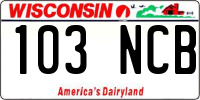 WI license plate 103NCB
