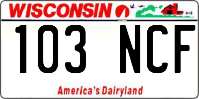 WI license plate 103NCF