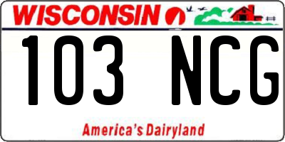 WI license plate 103NCG