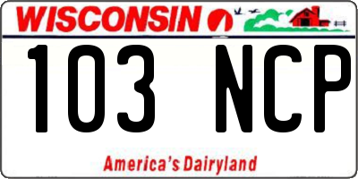 WI license plate 103NCP