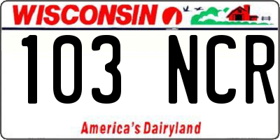 WI license plate 103NCR