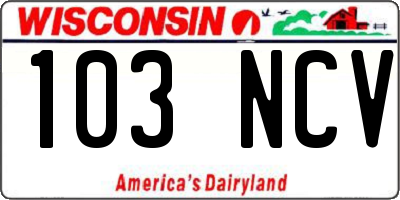 WI license plate 103NCV