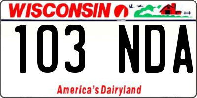 WI license plate 103NDA