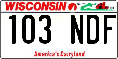 WI license plate 103NDF