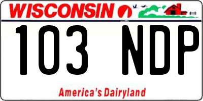 WI license plate 103NDP