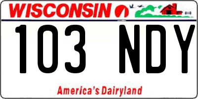 WI license plate 103NDY