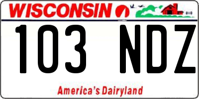 WI license plate 103NDZ