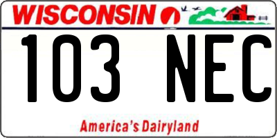 WI license plate 103NEC