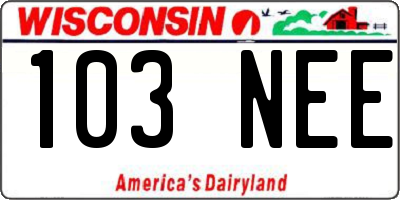WI license plate 103NEE
