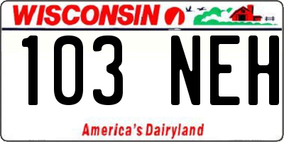 WI license plate 103NEH