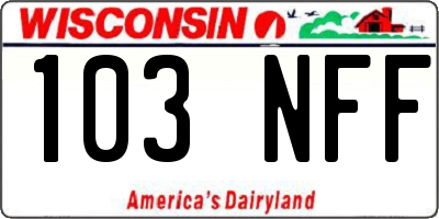 WI license plate 103NFF
