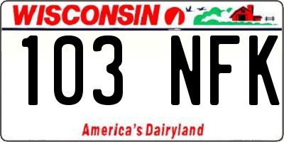WI license plate 103NFK