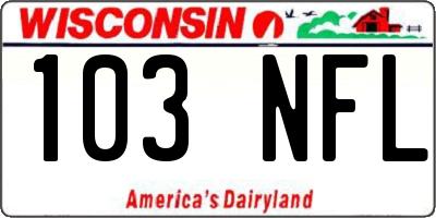 WI license plate 103NFL