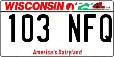 WI license plate 103NFQ