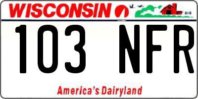 WI license plate 103NFR