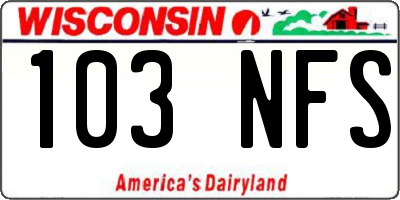 WI license plate 103NFS